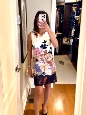 Sleeveless Floral Print Mini Dress - White Multicolor